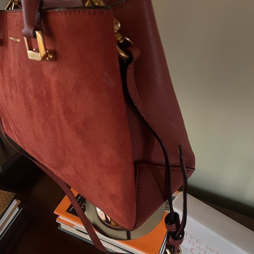 Charles & Keith Structured Top Handle Satchel Tote Bag Crossbody Shoulder Strap - Picture 4 of 9